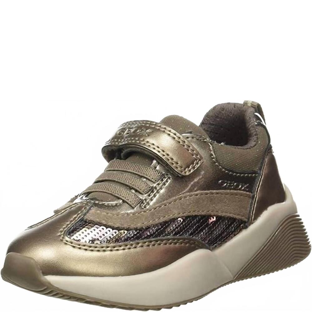 NEW GEOX girls sinead sneakers in dark gold